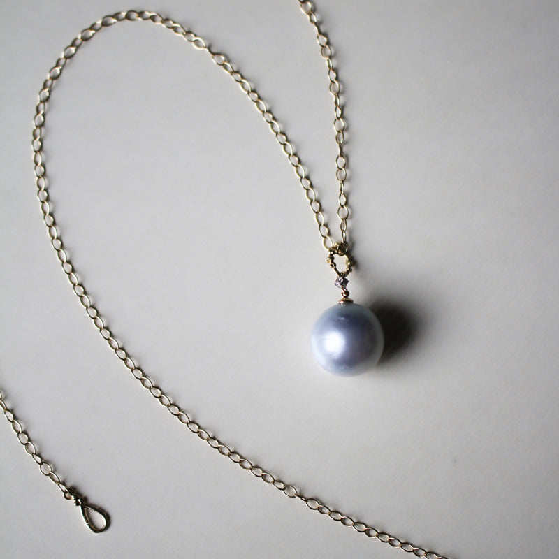 15mm 白蝶パール チェーンネックレス