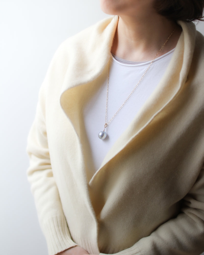 15mm 白蝶パール チェーンネックレス