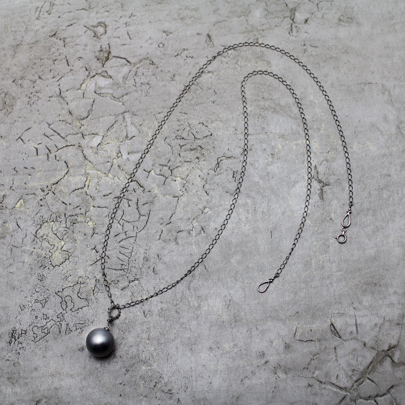 14mm 黒蝶バロックパール チェーンネックレス