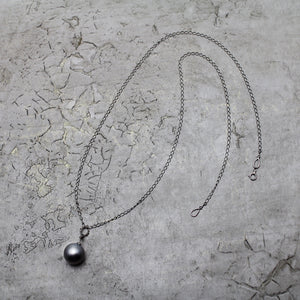 14mm 黒蝶バロックパール チェーンネックレス