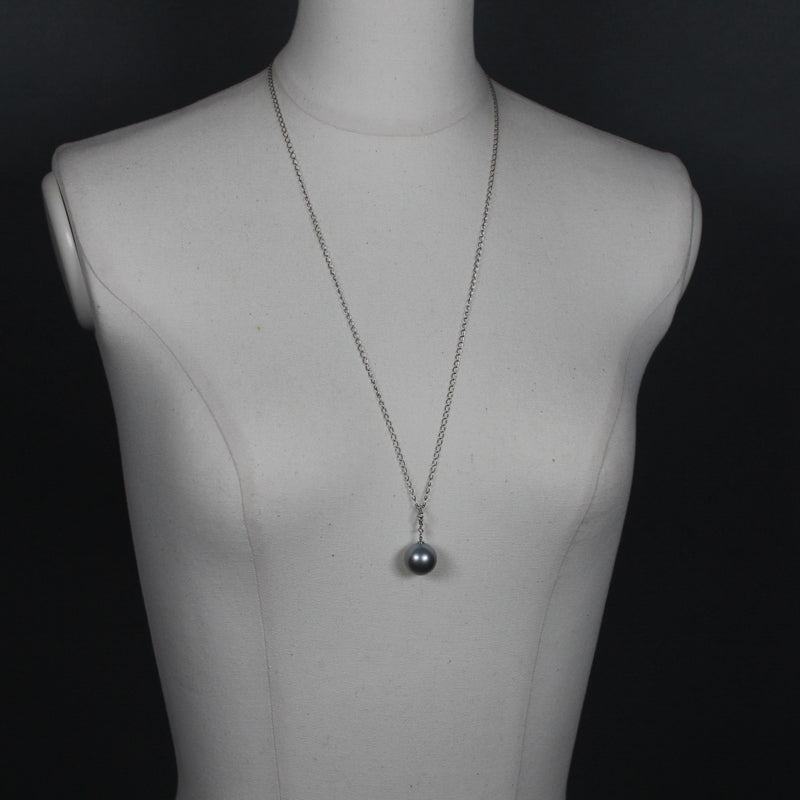 14mm 黒蝶バロックパール チェーンネックレス