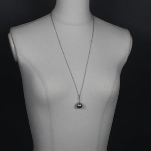 14mm 黒蝶バロックパール チェーンネックレス