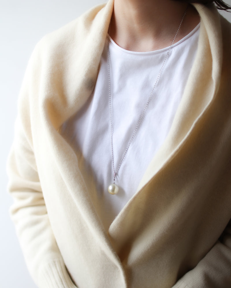 15mm 白蝶パール チェーンネックレス