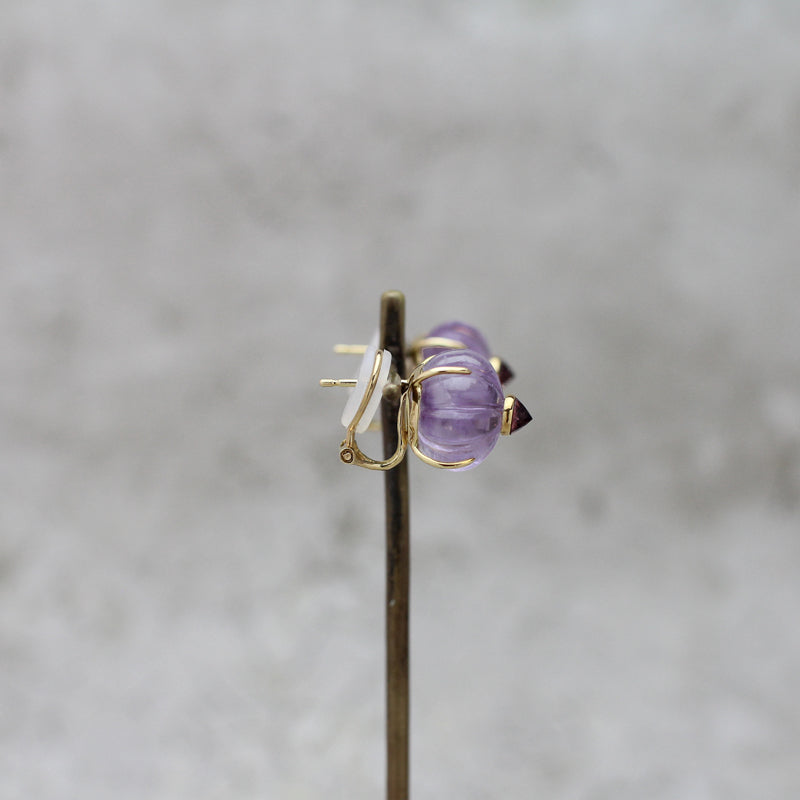 アメシスト×ガーネット スタッドピアス
