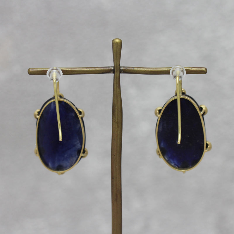 サファイア × エメラルド　ショートフックピアス