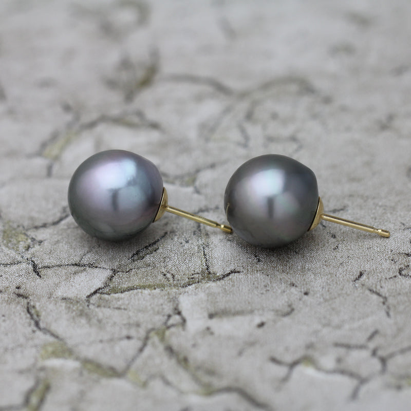 12mm 黒蝶バロックパール ピアス