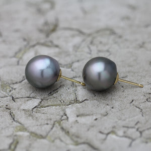 12mm 黒蝶バロックパール ピアス