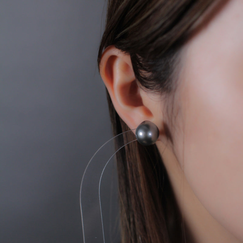 12mm 黒蝶バロックパール ピアス