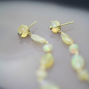 オパール × ダイヤモンド　ロングピアス