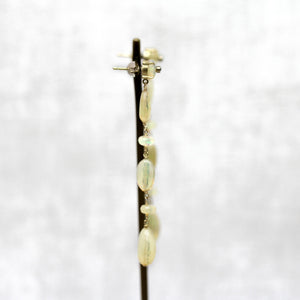 オパール × ダイヤモンド　ロングピアス