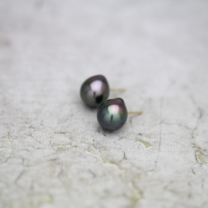 11mm 黒蝶バロックパール ピアス