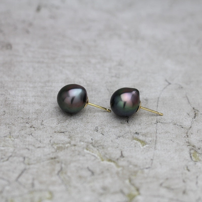 11mm 黒蝶バロックパール ピアス