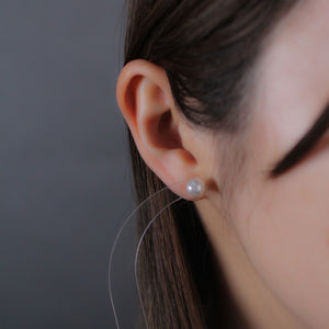 6mm 白蝶ケシパール ピアス