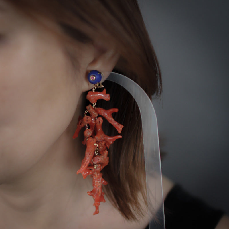 no.0511 闇宵のオニキスと赤珊瑚一点物