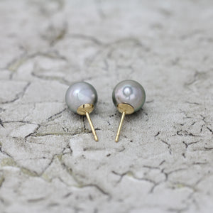 9mm 黒蝶バロックパール ピアス
