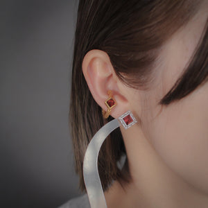 「H」ガーネット シングルピアス