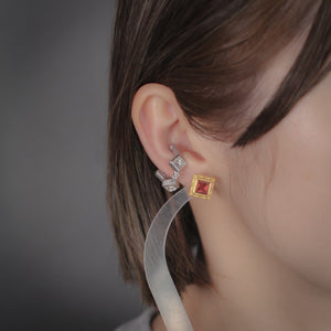 「H」ガーネット シングルピアス
