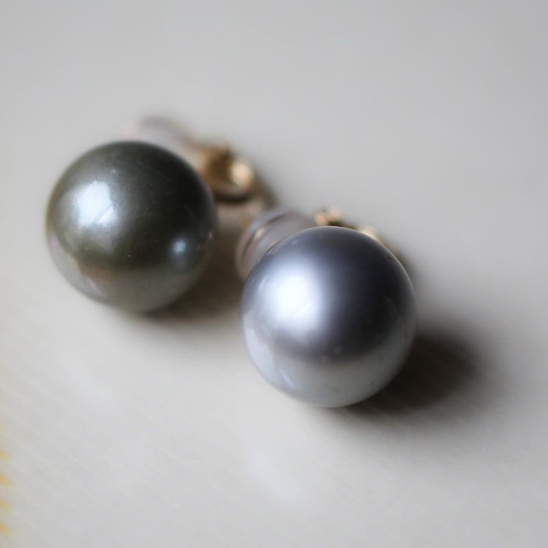 15mm 黒蝶パール ピアス