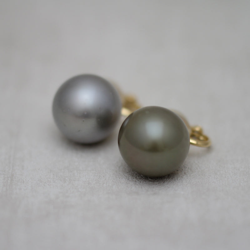 15mm 黒蝶パール ピアス