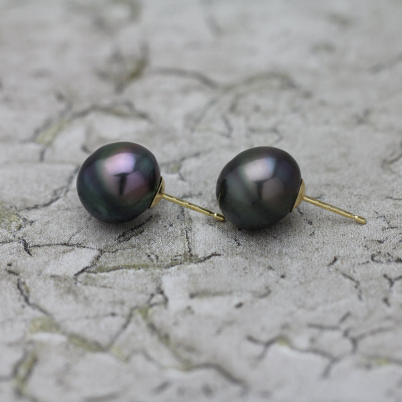 11mm　黒蝶バロックパール ピアス