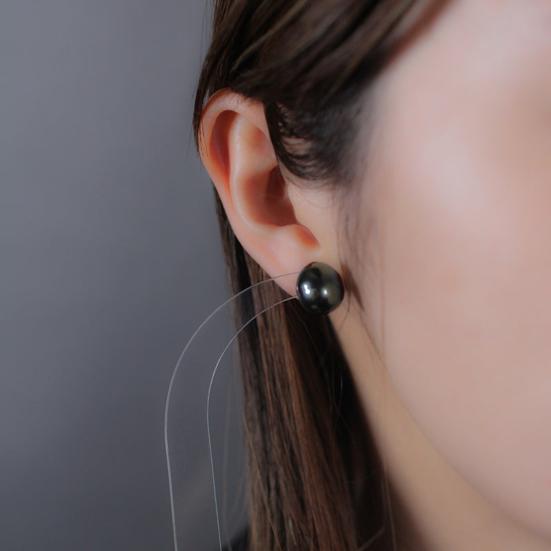 11mm　黒蝶バロックパール ピアス