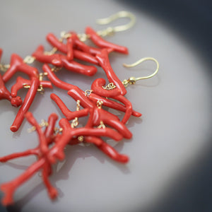枝珊瑚 × ダイヤモンド　フックピアス