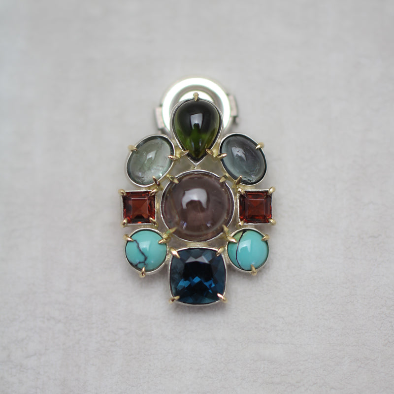 トルマリン × ロンドンブルートパーズ ブローチ