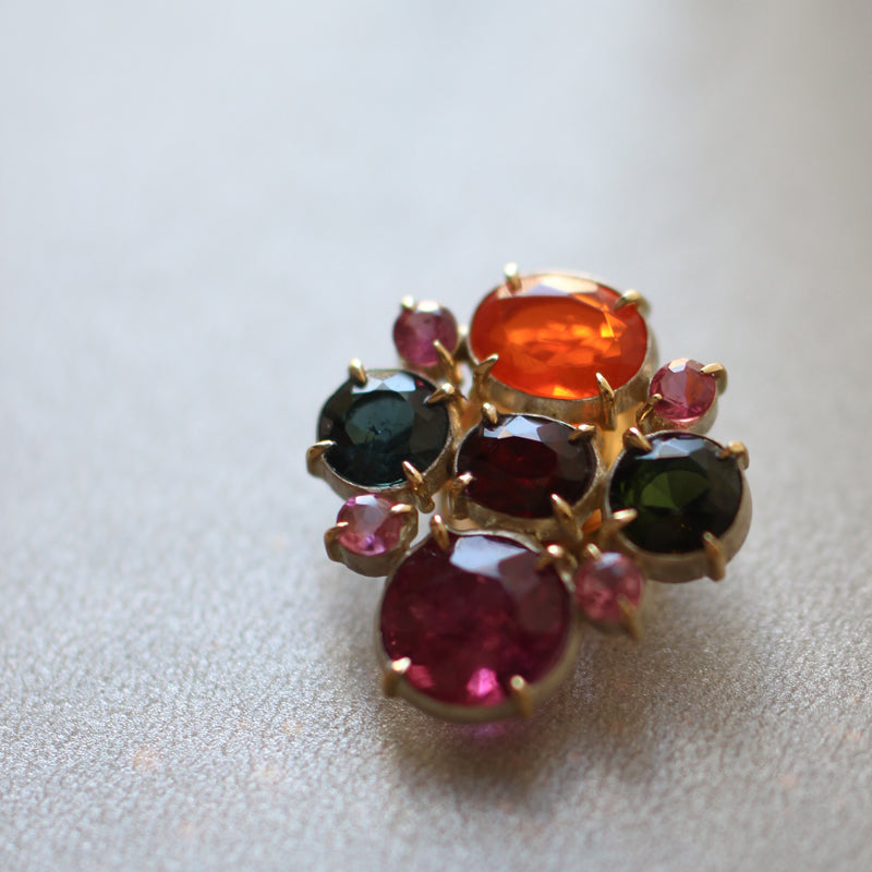 トルマリン × ファイアオパール ブローチ