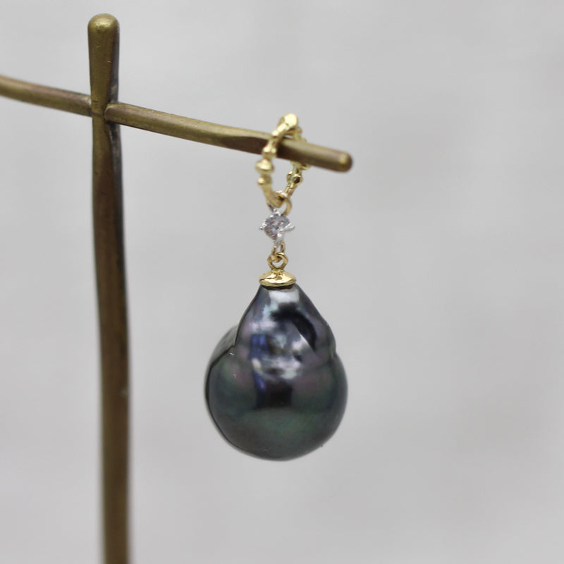 13mm 黒蝶バロックパール ペンダントトップ